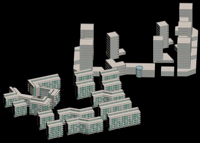 city hotel simple office building - 167 3D Модель .c4d .max .obj .3ds .fbx .stl .blend 
