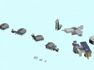city hotel simple office building - 171 3D Model