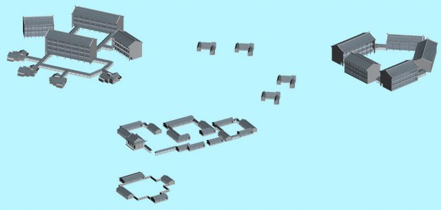 city hotel simple office building - 174 3D Model .c4d .max .obj .3ds .fbx .stl .blend 