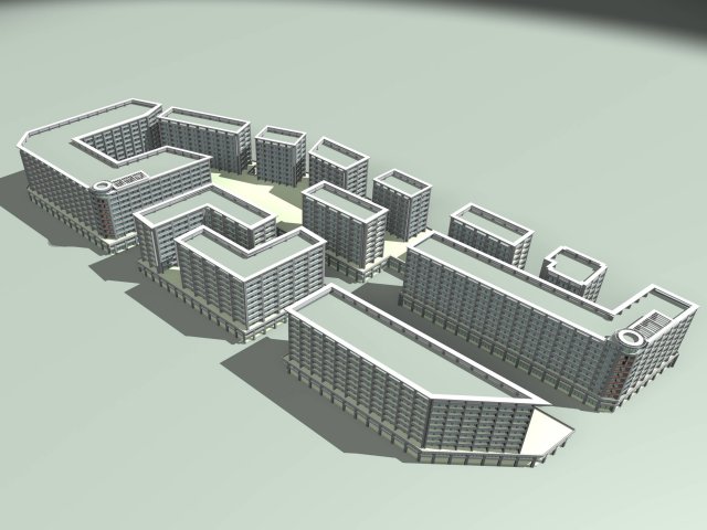 city hotel simple office building - 175 3D Model .c4d .max .obj .3ds .fbx .stl .blend 