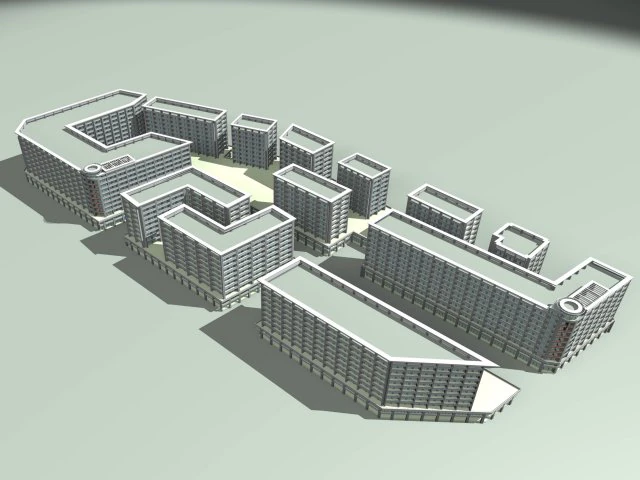 city hotel simple office building - 175 3D Model .c4d .max .obj .3ds .fbx .stl .blend 