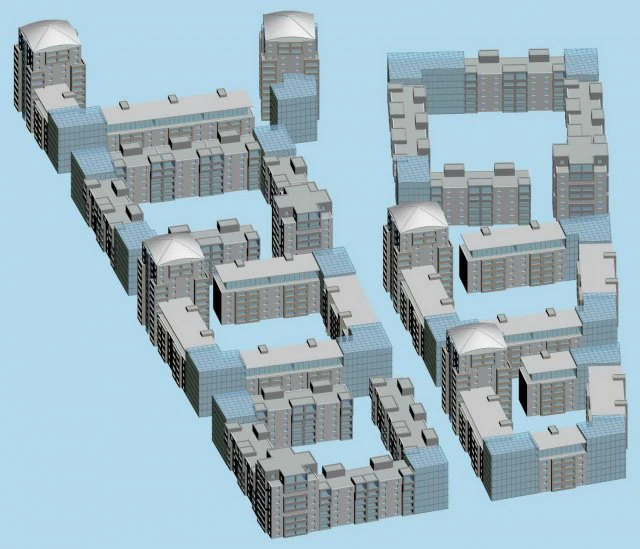 city hotel simple office building - 176 3D Model .c4d .max .obj .3ds .fbx .stl .blend 