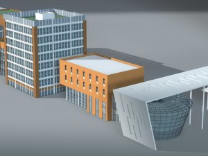 city hotel simple office building - 184 3D Модель