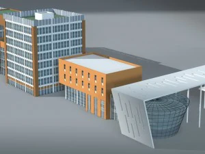 city hotel simple office building - 184 3D Model