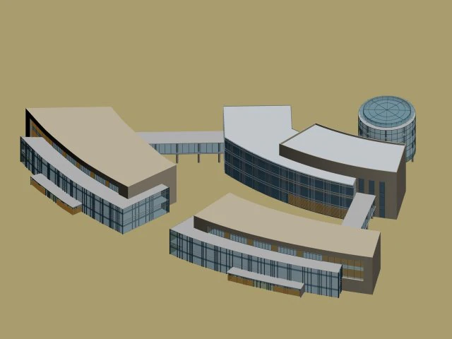 city hotel simple office building - 185 3D Model .c4d .max .obj .3ds .fbx .stl .blend 