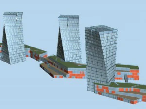 stadshotel eenvoudig kantoorgebouw - 186 3D Model