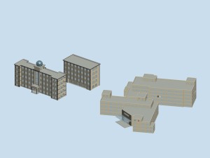 city hotel simple office building - 191 3D Model