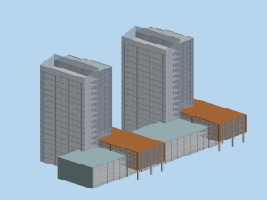 city hotel simple office building - 193 3D Model