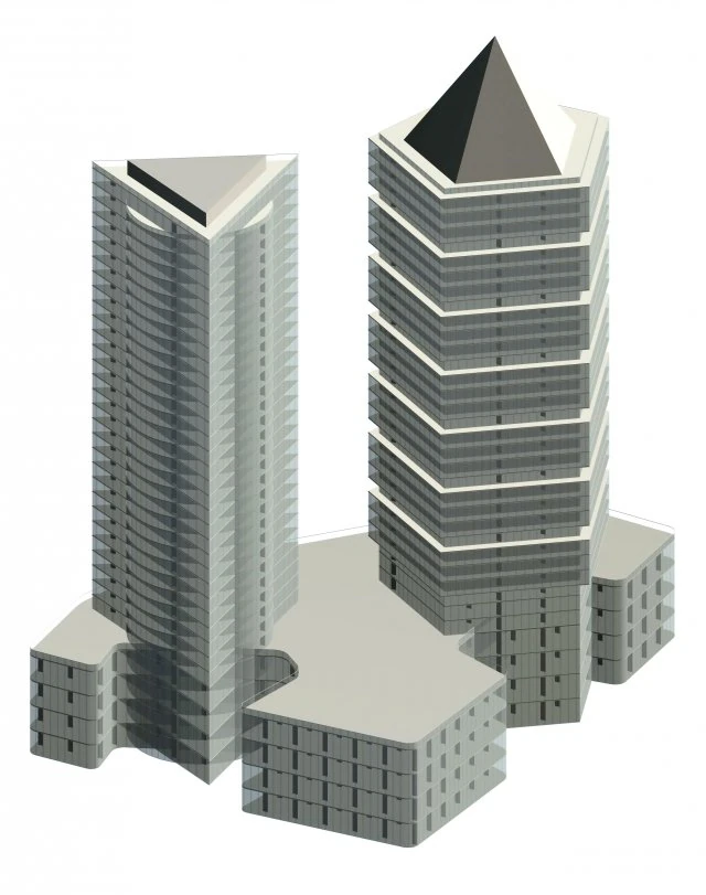 city hotel simple office building - 194 3D Model .c4d .max .obj .3ds .fbx .stl .blend 