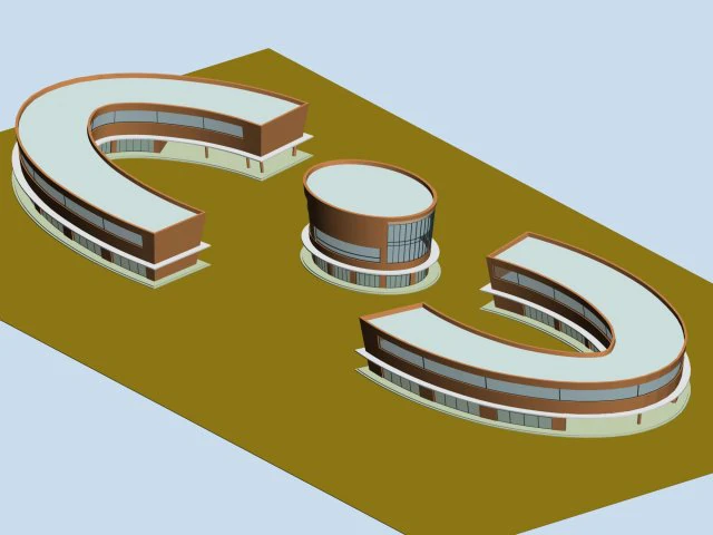 city hotel simple office building - 195 3D Model .c4d .max .obj .3ds .fbx .stl .blend 