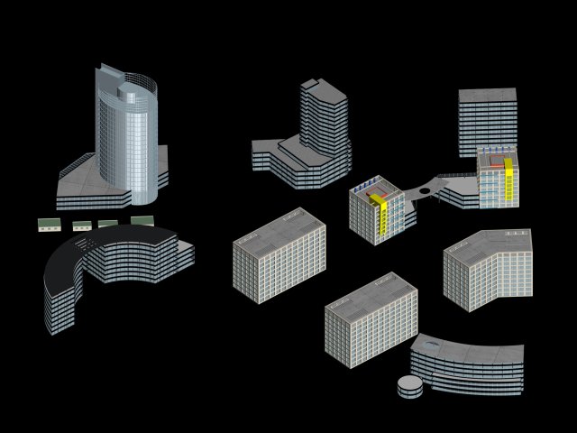 city hotel simple office building - 196 Modelo 3D .c4d .max .obj .3ds .fbx .stl .blend 