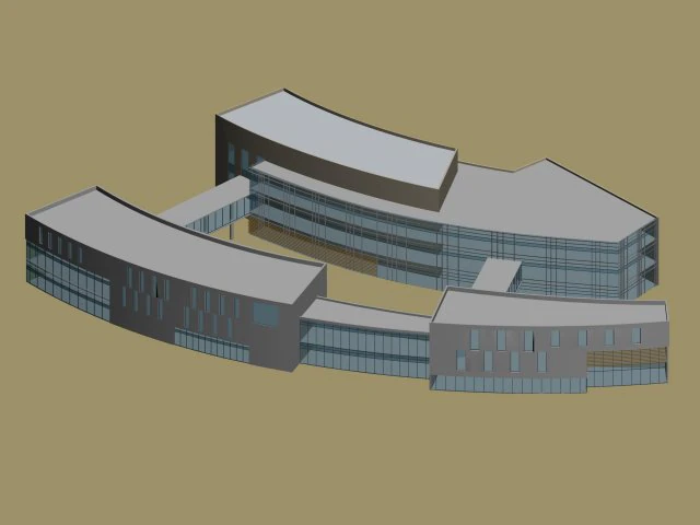 city hotel simple office building - 197 3D Model .c4d .max .obj .3ds .fbx .stl .blend 