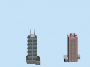 city hotel simple office building - 202 3D Model