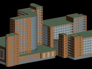hotel miejski prosty biurowiec - 204 Model 3D
