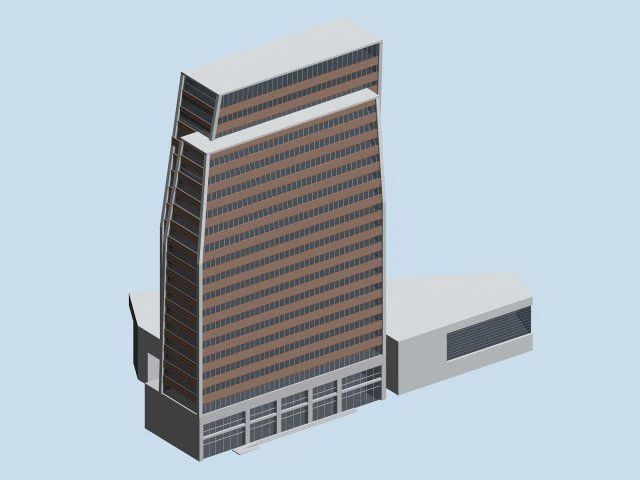 city hotel simple office building - 206 3D Model .c4d .max .obj .3ds .fbx .stl .blend 