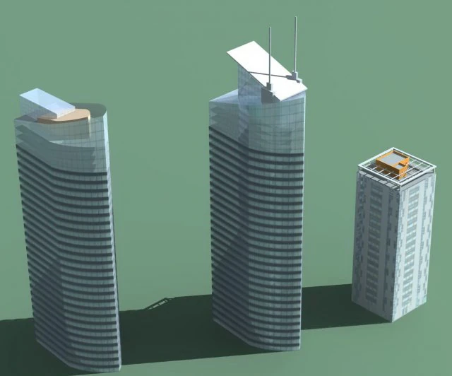 city hotel simple office building - 207 3D Model .c4d .max .obj .3ds .fbx .stl .blend 
