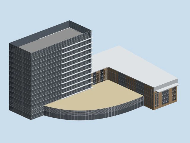 city hotel simple office building - 209 3D Model .c4d .max .obj .3ds .fbx .stl .blend 