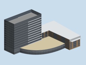 city hotel simple office building - 209 Model 3D
