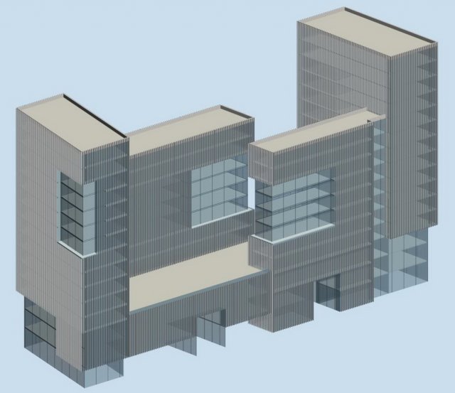 city hotel simple office building - 210 3D Model .c4d .max .obj .3ds .fbx .stl .blend 