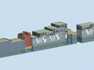 city hotel simple office building - 211 3D Model