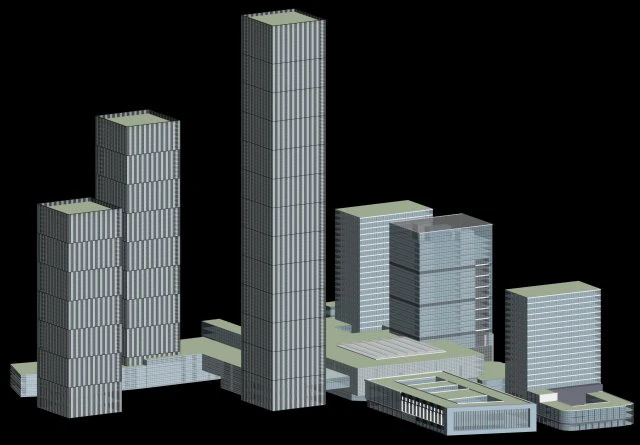 city hotel simple office building - 214 3D Model .c4d .max .obj .3ds .fbx .stl .blend 