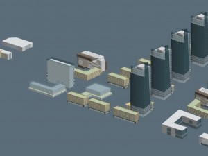 city hotel simple office building - 216 3D 모델