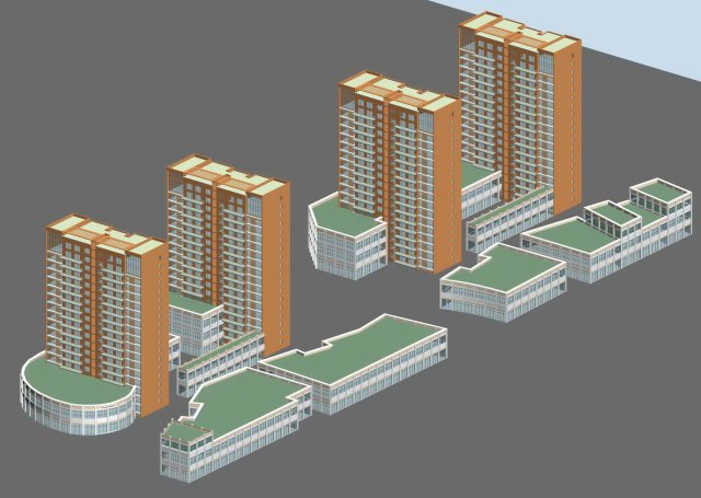 city hotel simple office building - 217 3D 모델 .c4d .max .obj .3ds .fbx .stl .blend 