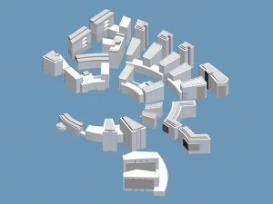 city hotel simple office building - 218 3D Model