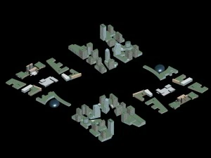 city hotel simple office building - 224 3D Model