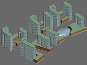 city hotel simple office building - 234 3D Model