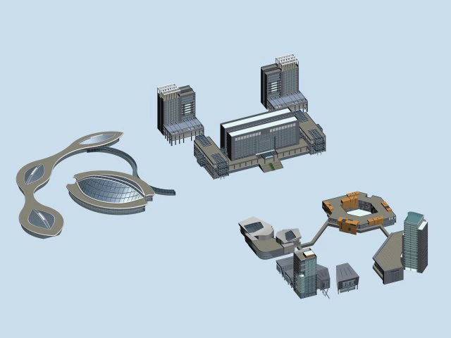 city hotel simple office building - 236 3D Model .c4d .max .obj .3ds .fbx .stl .blend 