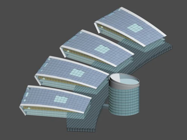 city hotel simple office building - 237 3D Model .c4d .max .obj .3ds .fbx .stl .blend 