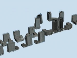 city hotel simple office building - 238 3D Model