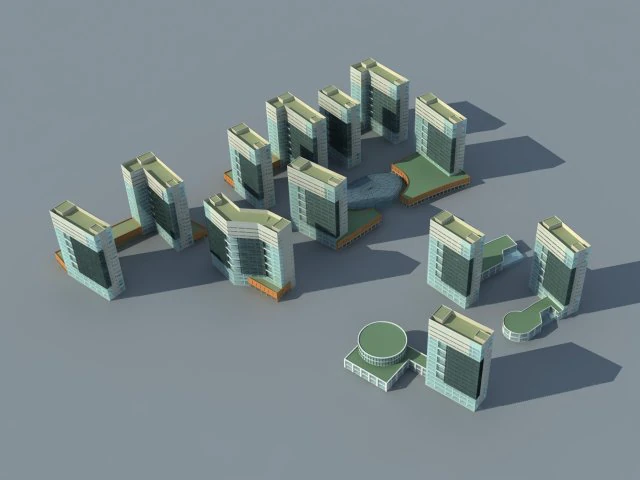city hotel simple office building - 241 3D Model .c4d .max .obj .3ds .fbx .stl .blend 