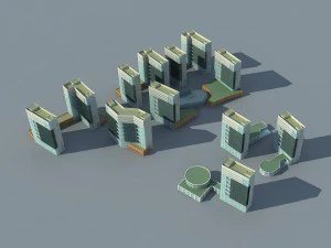 city hotel simple office building - 241 3D Model