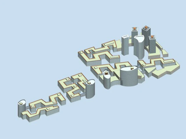 city hotel simple office building - 242 3D Model .c4d .max .obj .3ds .fbx .stl .blend 