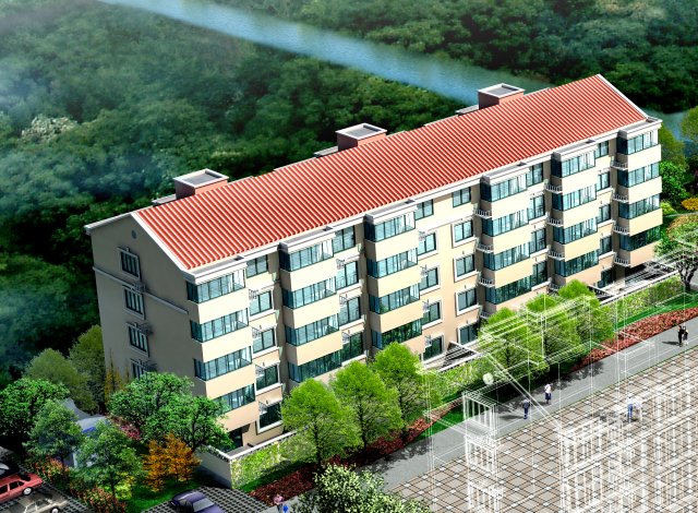 city hotel simple office building - 244 3D Model .c4d .max .obj .3ds .fbx .stl .blend 