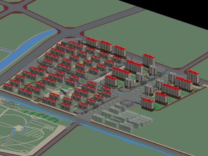 city hotel simple office building - 264 3D 모델