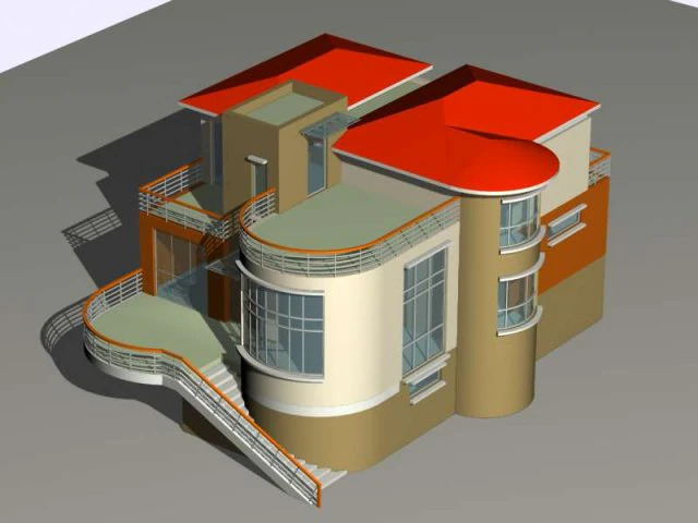 city - alone villa 1103 3D Model .c4d .max .obj .3ds .fbx .stl .blend