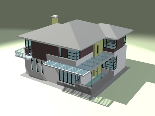 city - alone villa 1105 3D Model .c4d .max .obj .3ds .fbx .stl .blend 
