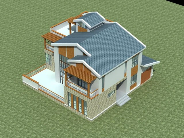 city - alone villa 1108 3D Model .c4d .max .obj .3ds .fbx .stl .blend 