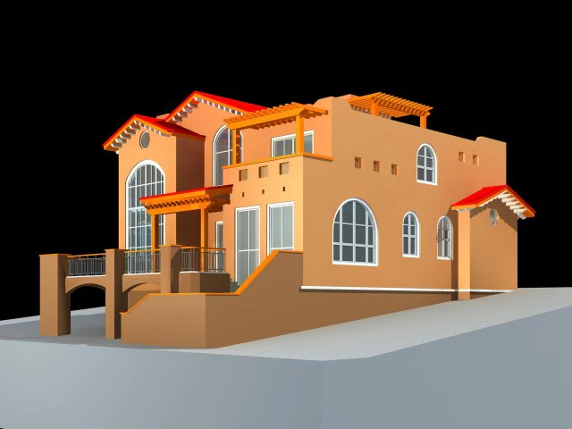 city - alone villa 1112 3D Model .c4d .max .obj .3ds .fbx .stl .blend