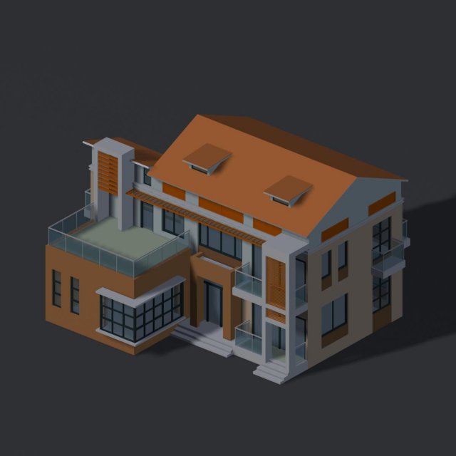 city - alone villa 1113 3D Модель .c4d .max .obj .3ds .fbx .stl .blend 