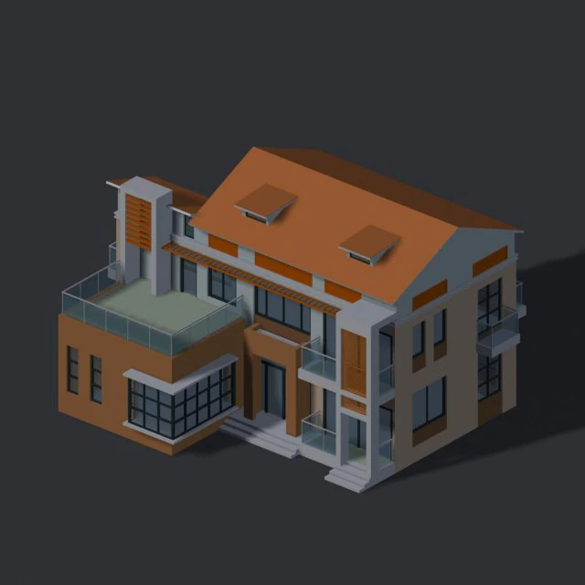 city - alone villa 1113 3D Model .c4d .max .obj .3ds .fbx .stl .blend 