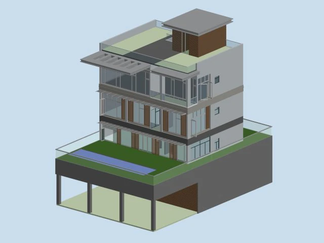 city - alone villa 1126 3D Model .c4d .max .obj .3ds .fbx .stl .blend 