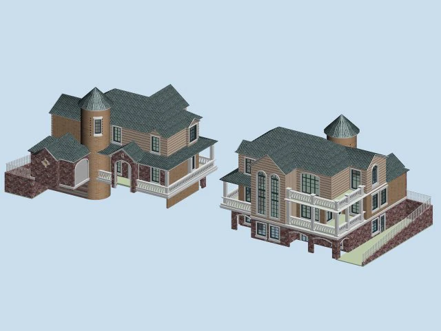 city - alone villa 1127 3D Model .c4d .max .obj .3ds .fbx .stl .blend