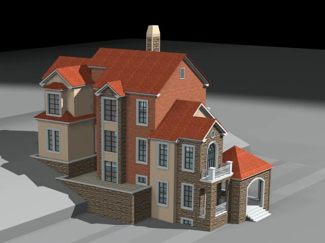 city - alone villa 1136 3D Model .c4d .max .obj .3ds .fbx .stl .blend