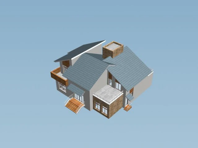 city - alone villa 1147 3D Model .c4d .max .obj .3ds .fbx .stl .blend