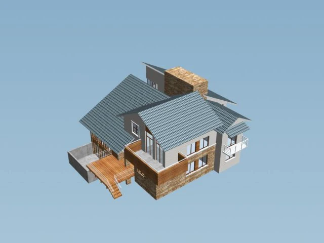 city - alone villa 1150 3D Model .c4d .max .obj .3ds .fbx .stl .blend