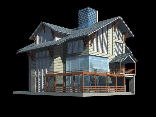 city - alone villa 1151 3D Model .c4d .max .obj .3ds .fbx .stl .blend